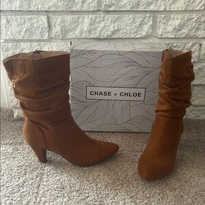 Chase + Chloe Women's Brown Heeled Boots